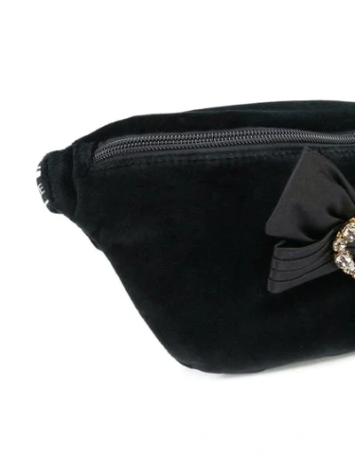 Shop Dolce & Gabbana Embellished Bow Belt Bag In Black