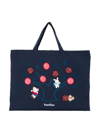 Shop Familiar Lia Embroidered Tote Bag In Blue