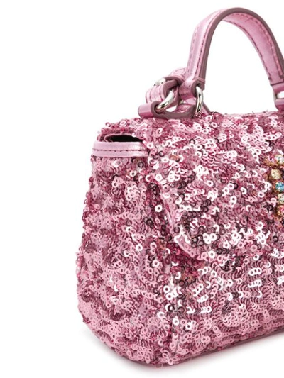 Shop Dolce & Gabbana Sequin Foldover Shoulder Bag In Pink