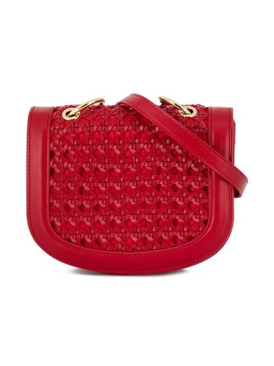 Shop Stella Mccartney Woven Flap Shoulder Bag In Red