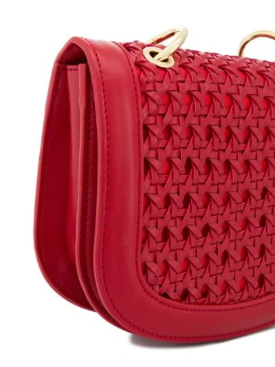 Shop Stella Mccartney Woven Flap Shoulder Bag In Red