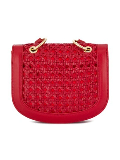 Shop Stella Mccartney Woven Flap Shoulder Bag In Red