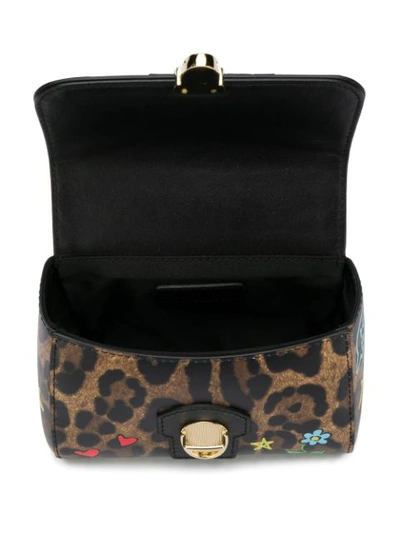 Shop Dolce & Gabbana Printed Leather Handbag In Brown