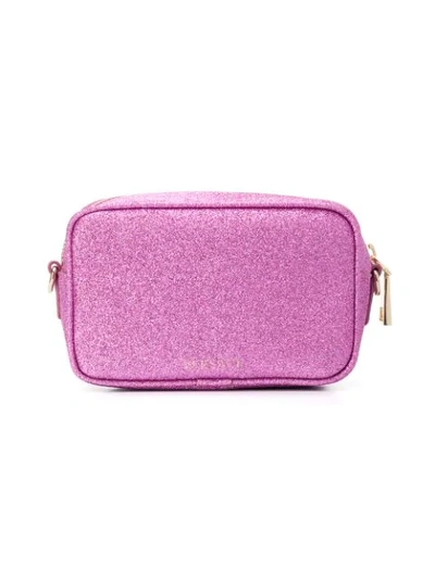 Shop Young Versace Glitter Crossbody In Pink