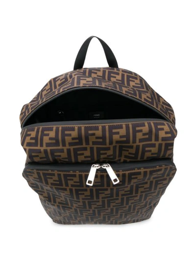 Shop Fendi Ff Logo Print Backpack In Neutrals