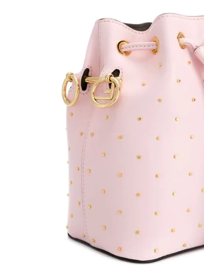 Shop Fendi Stud-embellished Bucket Bag In Pink