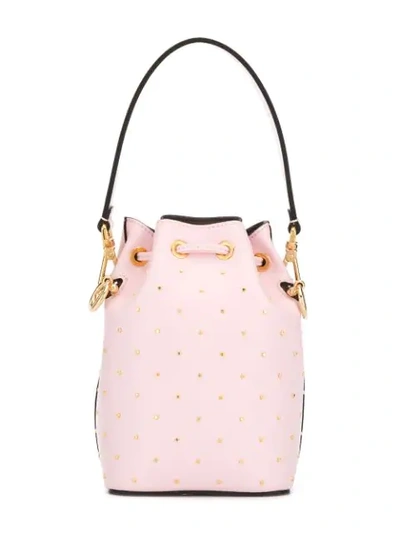 Shop Fendi Stud-embellished Bucket Bag In Pink