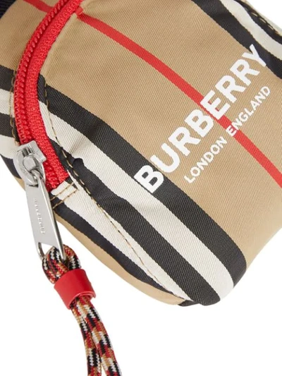 Shop Burberry Logo Print Icon Stripe Coin Case In Yellow