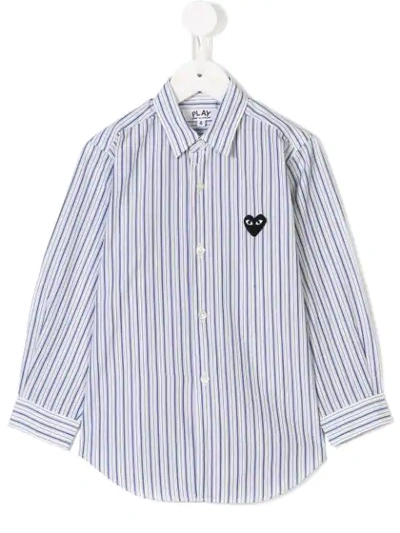 Shop Comme Des Garçons Heart Pinstripe Shirt In White