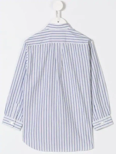Shop Comme Des Garçons Heart Pinstripe Shirt In White