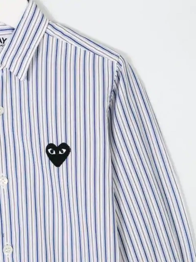 Shop Comme Des Garçons Heart Pinstripe Shirt In White