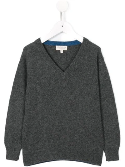 Shop Cashmirino V-neck Knitted Jumper In Grey