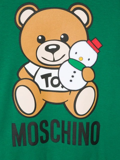 Shop Moschino Teen Snowman Bear Sweatshirt In Green