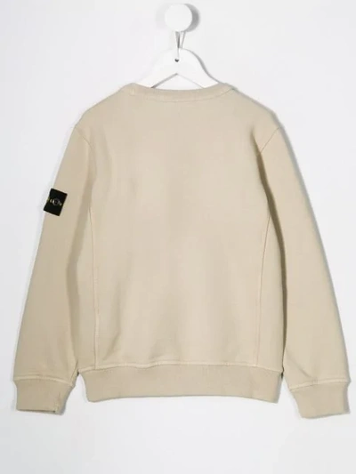 Shop Stone Island Junior Long Sleeved Logo Sweater In Neutrals