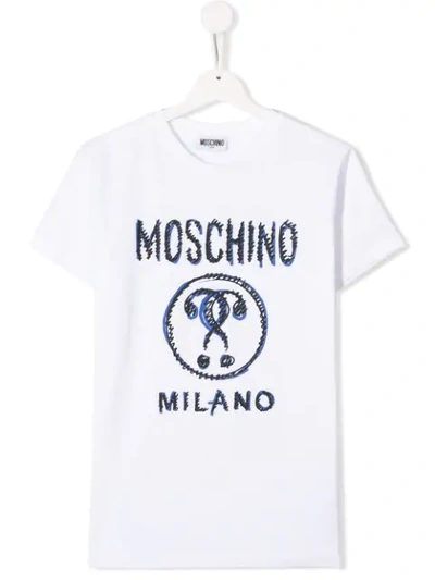 Shop Moschino Teen Question Mark T-shirt In White