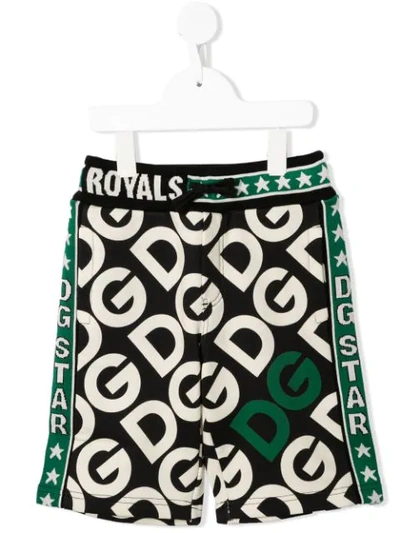 Shop Dolce & Gabbana Drawstring Logo-print Track Shorts In Multicolour