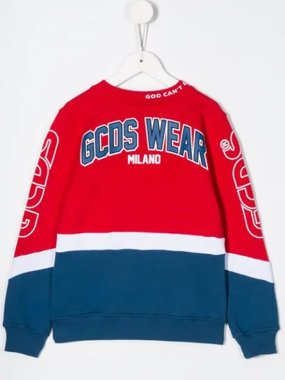 Shop Gcds Colour-blocked Logo Sweatshirt In Red