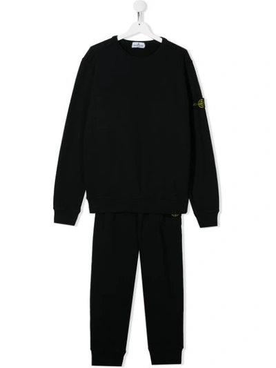 Shop Stone Island Junior Teen Logo Patch Two-piece Tracksuit In Blue