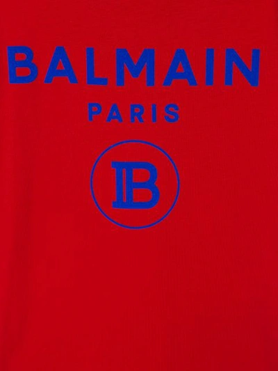 Shop Balmain Logo Print T-shirt In Red
