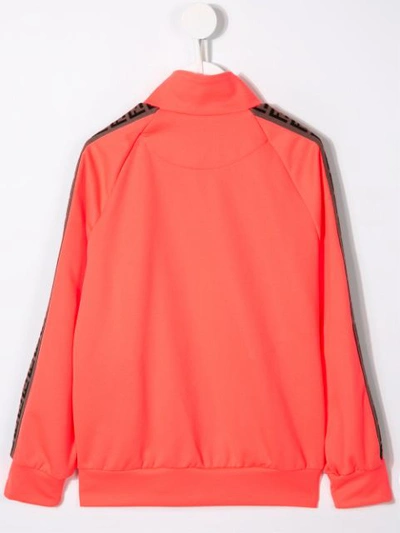 Shop Fendi Ff Logo Trim Bomber Jacket In Orange
