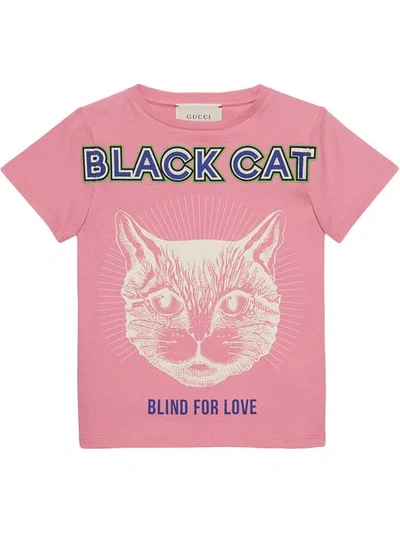 Gucci Kids' Children's T-shirt With Black Cat Print In Pink | ModeSens