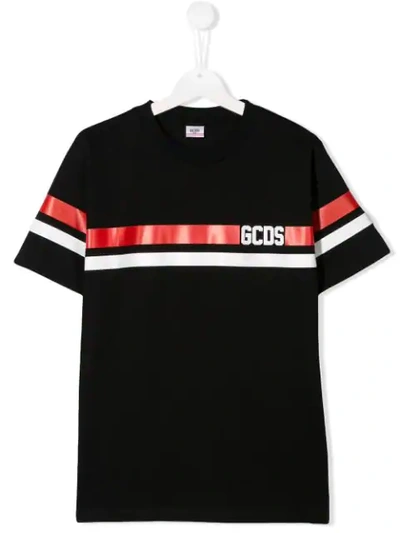 Shop Gcds Logo Stripe T-shirt In Black