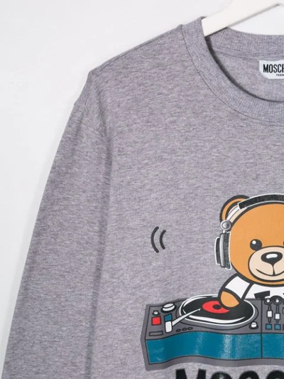 Shop Moschino Teen Dj Bear Sweatshirt In Grey