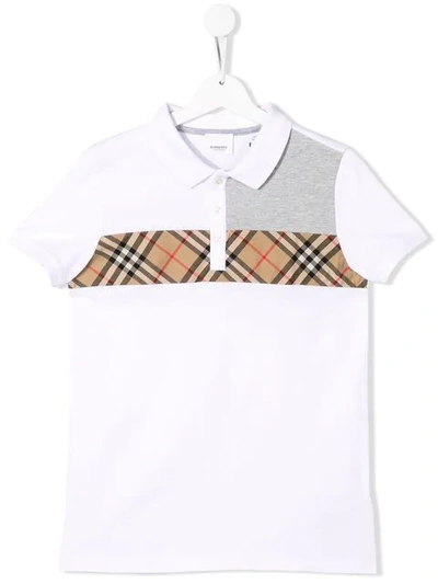 Shop Burberry Jeff Panelled Polo Shirt In White