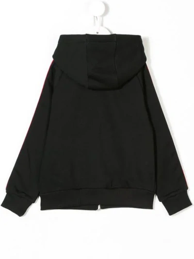Shop Givenchy Logo Trim Zip Hoodie In Black