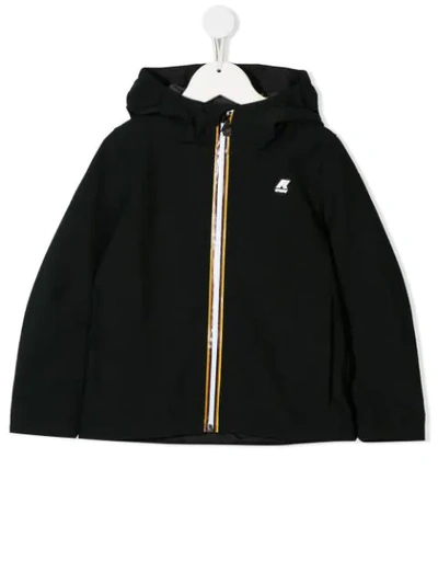 Shop K-way Zipped Hooded Jacket In Black