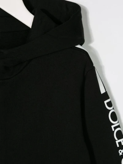 Shop Dolce & Gabbana Logo Trim Hoodie In Black
