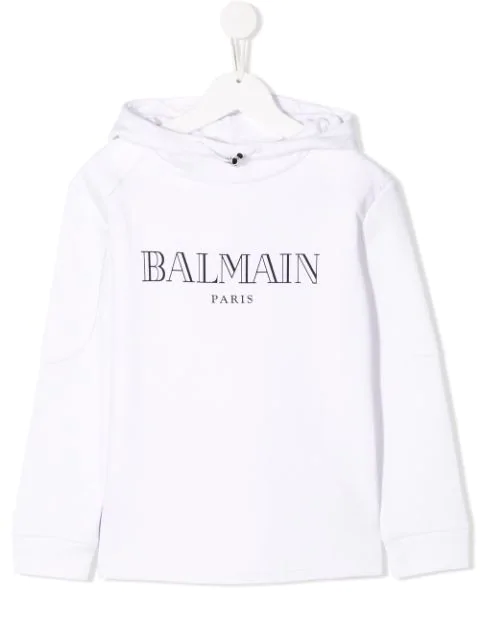 balmain logo print hoodie