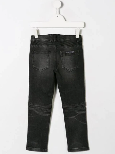 Shop Balmain Slim-fit Biker Jeans In Black