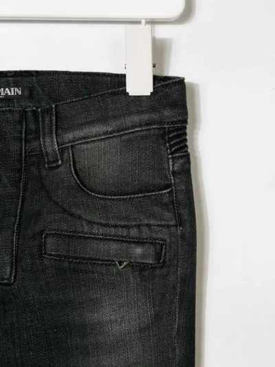 Shop Balmain Slim-fit Biker Jeans In Black