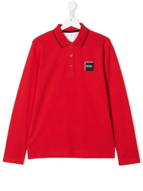 hugo boss red long sleeve polo