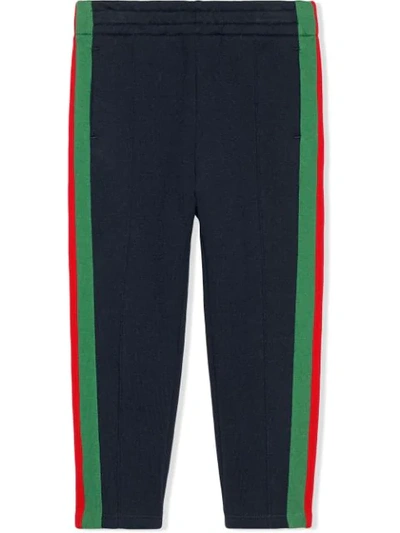 Shop Gucci Children's Jogging Pant With Web In Blue