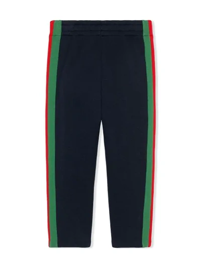 Shop Gucci Children's Jogging Pant With Web In Blue