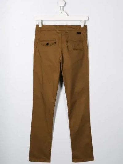 Shop Paolo Pecora Teen Straight-leg Chinos In Brown