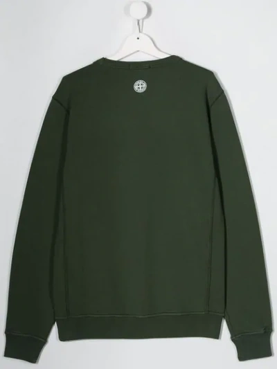 Shop Stone Island Junior Teen Logo Oversized Sweatshirt In Green