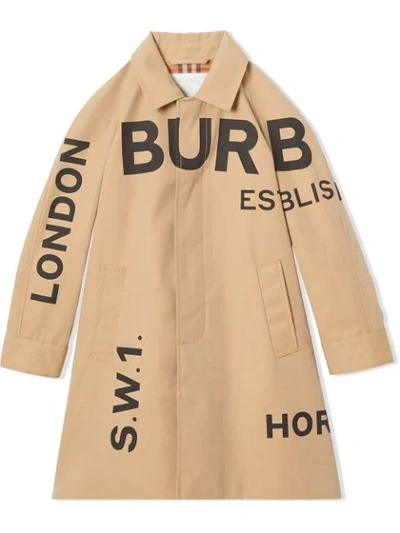 Shop Burberry Horseferry Print Cotton Gabardine Car Coat In Neutrals