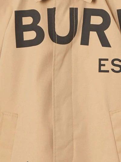 Shop Burberry Horseferry Print Cotton Gabardine Car Coat In Neutrals