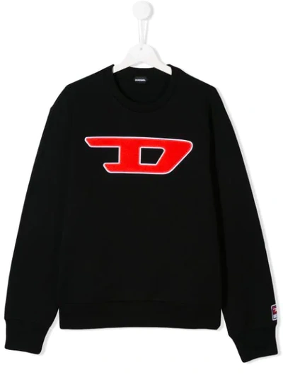 Shop Diesel Logo Embroidered Sweater In Black