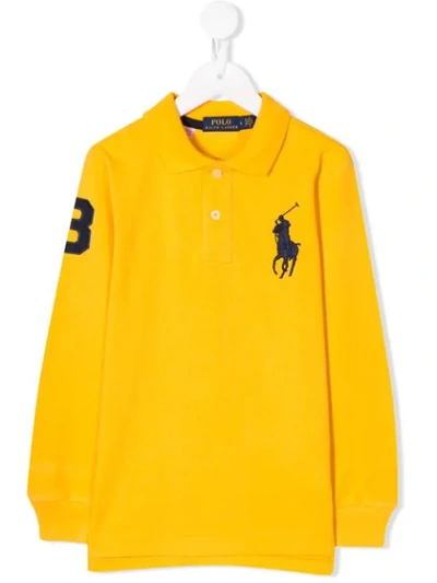 Shop Ralph Lauren Big Pony Embroidered Polo Shirt In Yellow