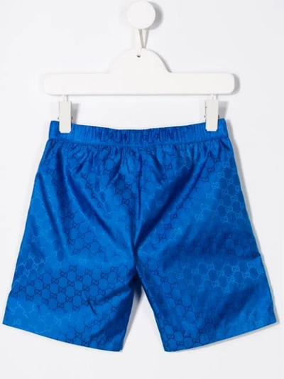 Shop Gucci Gg Print Shorts In Blue