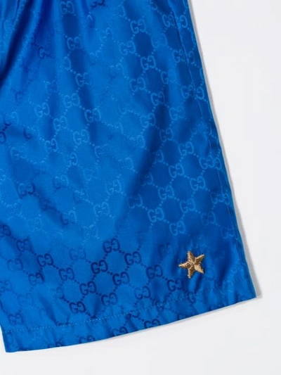 Shop Gucci Gg Print Shorts In Blue