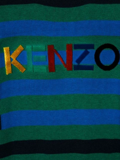 Shop Kenzo Logo Stripe Pattern Jumper In Blue