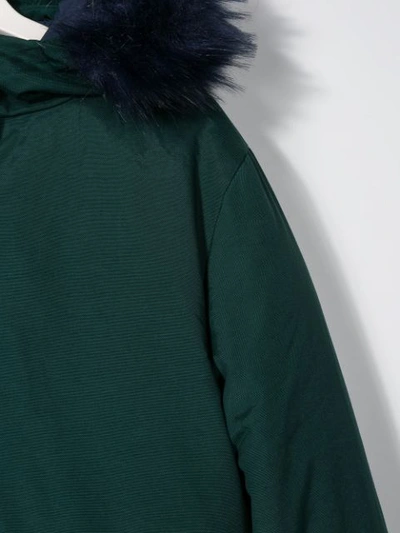 Shop Kenzo Teen Lined Hood Padded Coat In Green