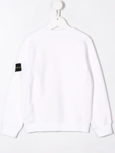 Shop Stone Island Junior Crew Neck Sweatshirt In White