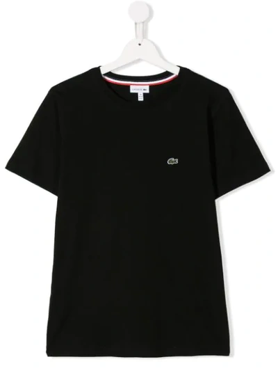 Shop Lacoste Teen Embroidered Logo T-shirt In Black