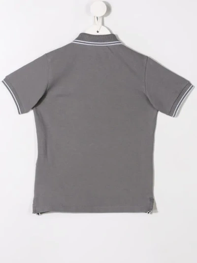 Shop Stone Island Junior Logo Patch Polo Shirt In Grey